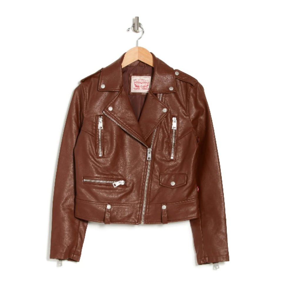 Levi's® Faux Leather Moto Jacket Medium, DARK BROWN